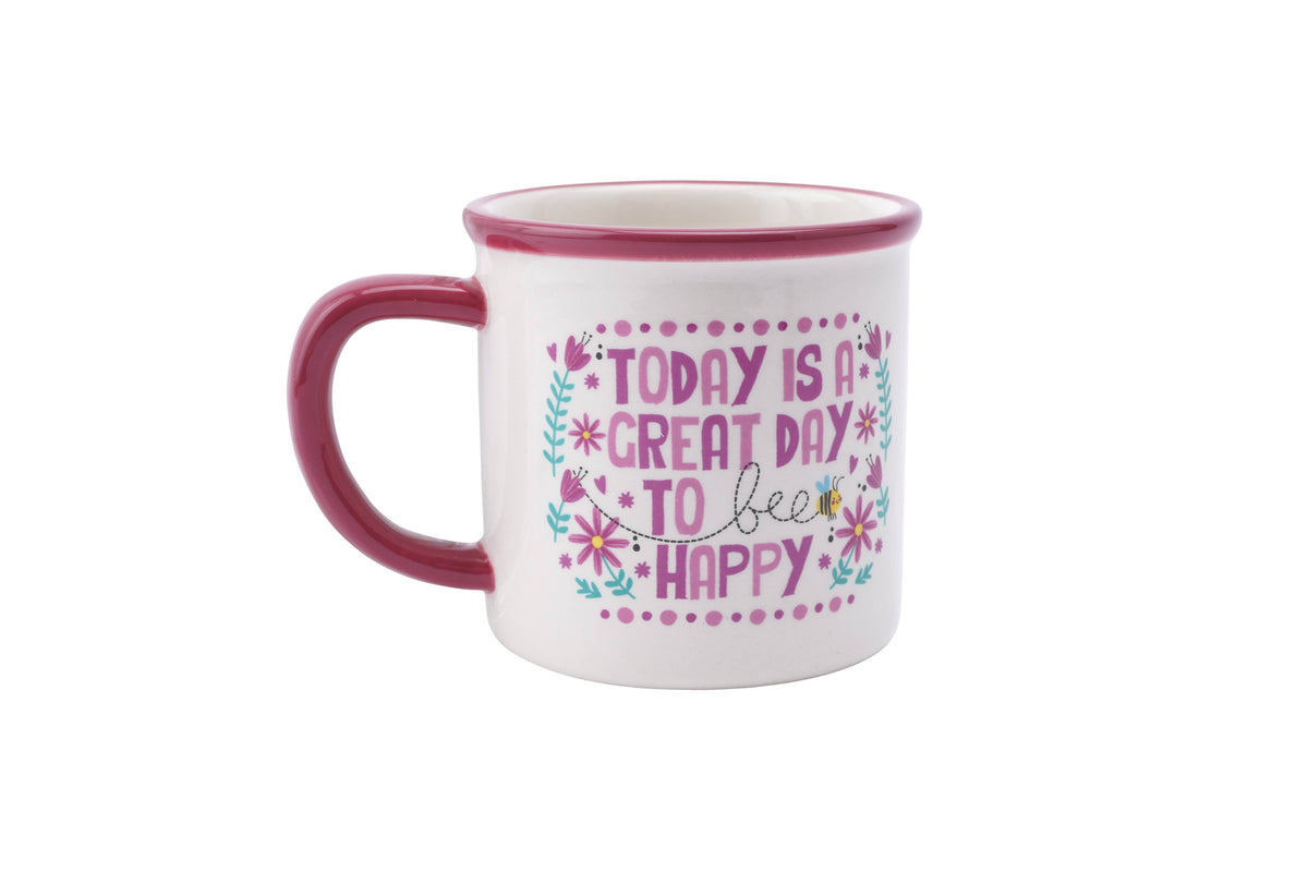 Bee Happy Stoneware Mug – Gift Boxed Bee & Wildflower Mug