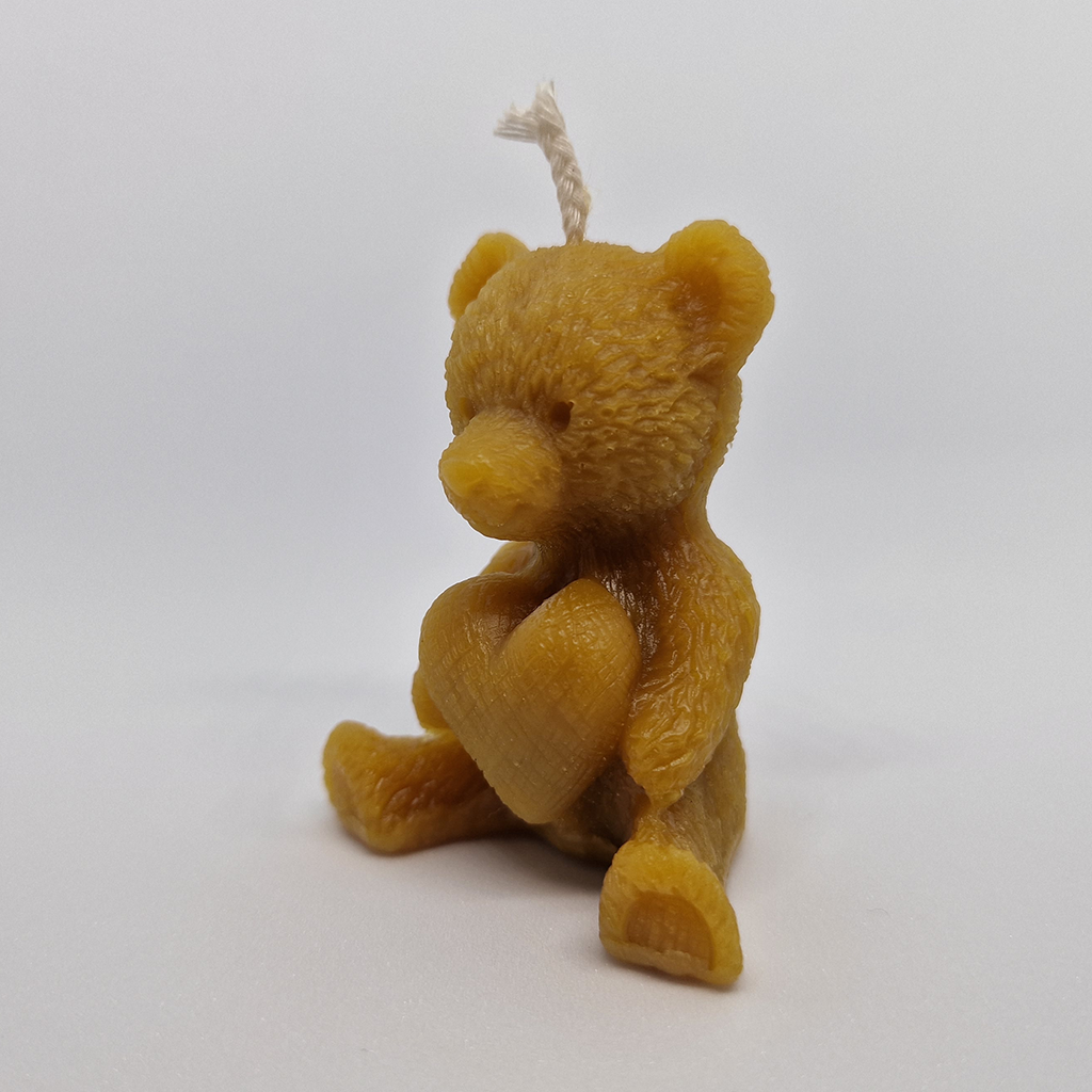 Bear with Heart Beeswax Candle