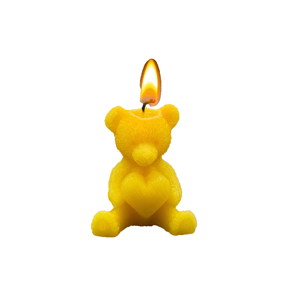 Bear with Heart Beeswax Candle