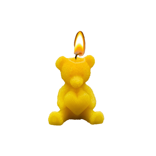 Bear with Heart Beeswax Candle