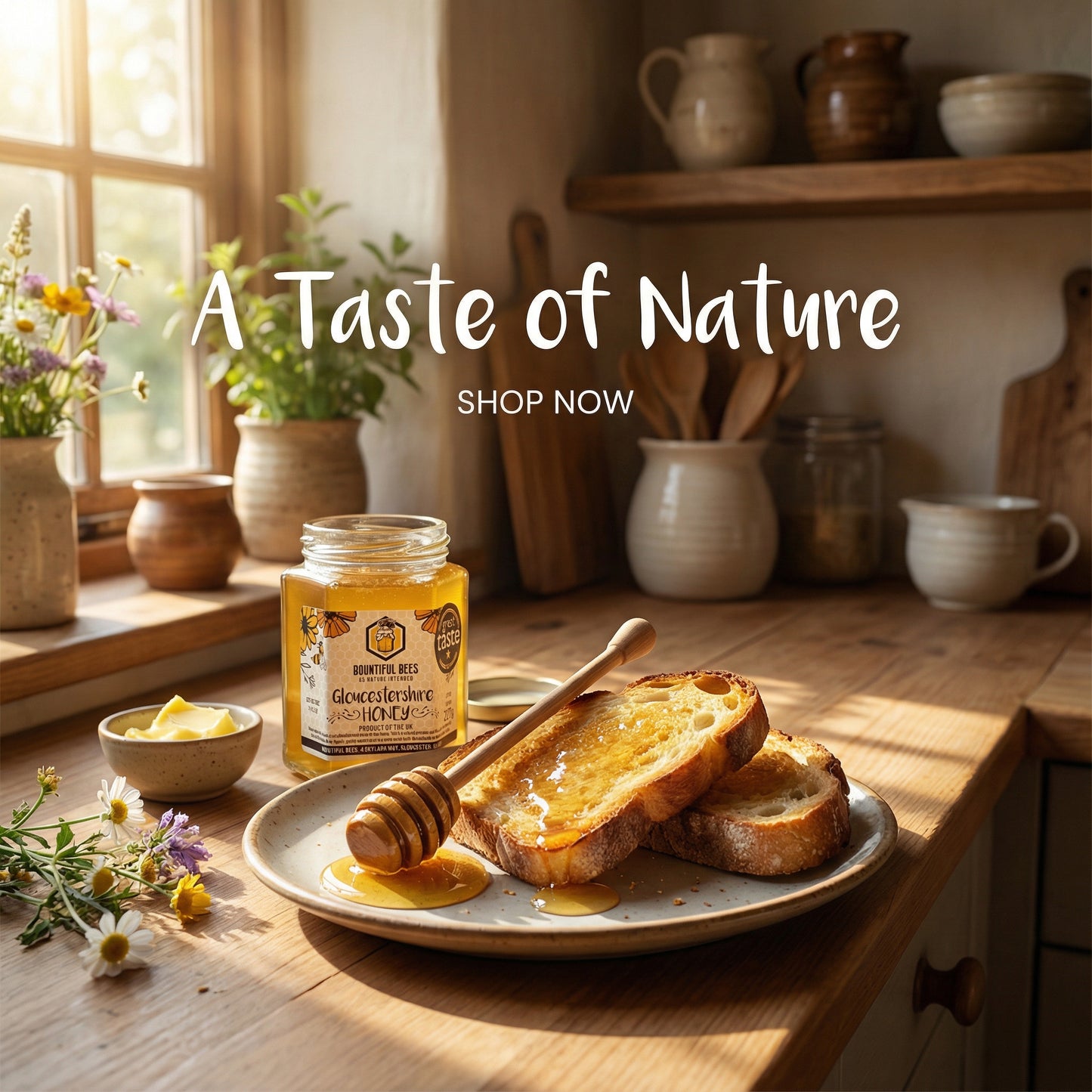 Gloucestershire Honey & Dipper Gift Set (227g Jar + Honey Dipper)