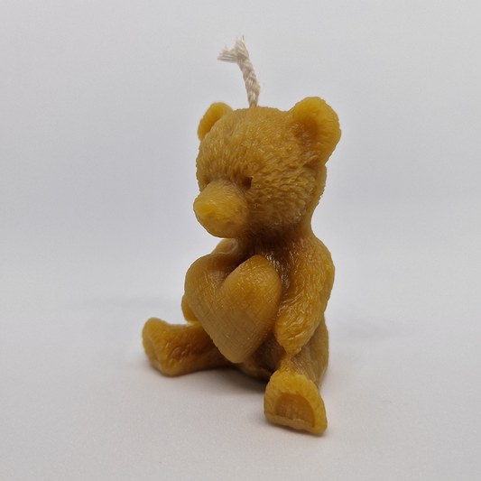 Bear with Heart Beeswax Candle