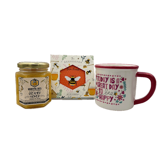 Bee Happy Honey, Mug & Coaster Gift Set – Choose Your Favourites