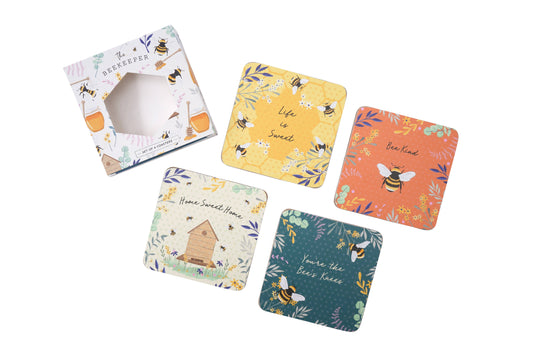 Bee-Themed Set of 4 Gift Boxed Coasters